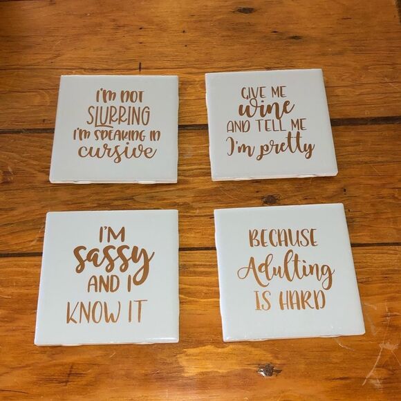 Funny Set of 4 Ceramic Coasters - Picture 1 of 6